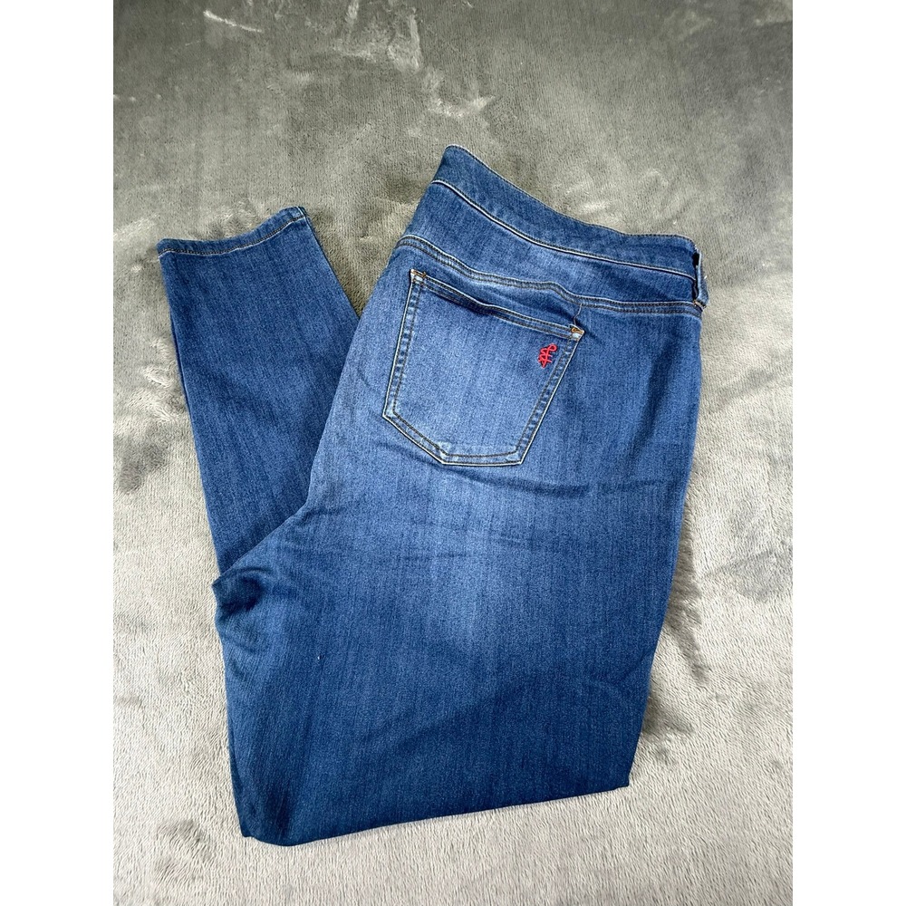 Molly & Isadora Women 22W Mid Rise Skinny Jeans Kings of Leon Blue Stretch Denim